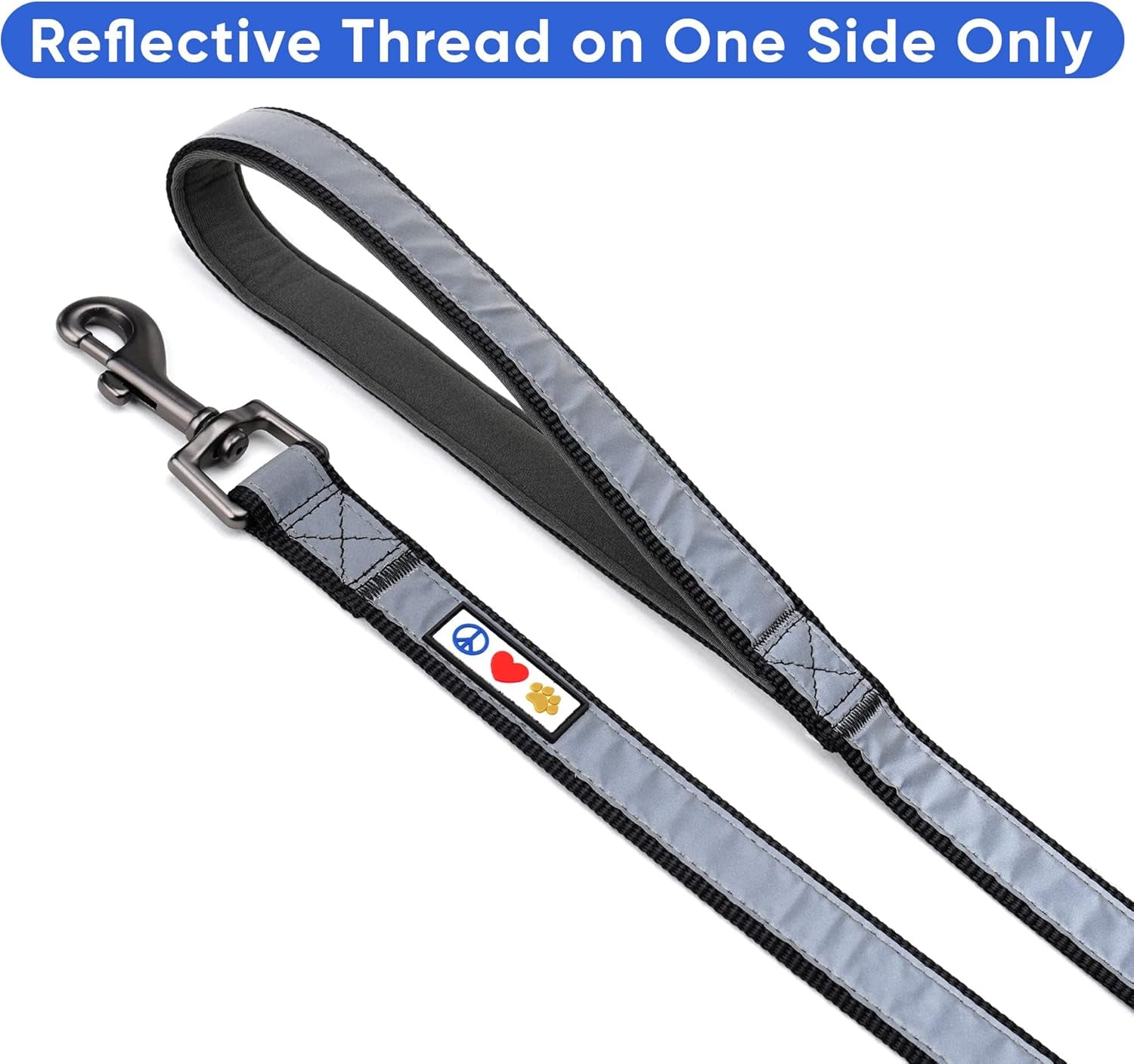 6 FT Padded Dog Leash with Comfortable Neoprene Padding Handle - Black Lead | Medium Reflective Dog Leash with Highly Reflective Band Perfect for Medium and Large Dogs and Puppies