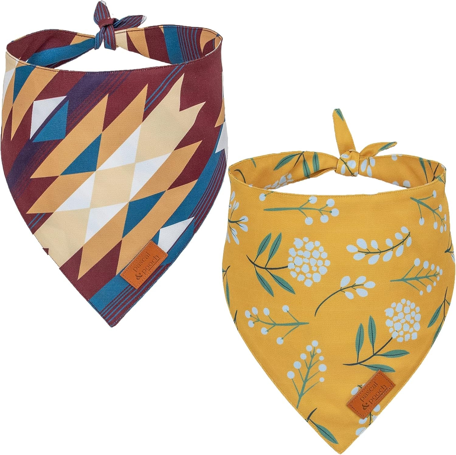 Pascal and Pooch Dog Bandanas Suitable for Medium & Large Dog Bandana Boy & Girl - Premium Adjustable Fabric Bandana for Dogs Reversible - Unique and Stylish Pack of 4 Durable Bandanas for Dogs