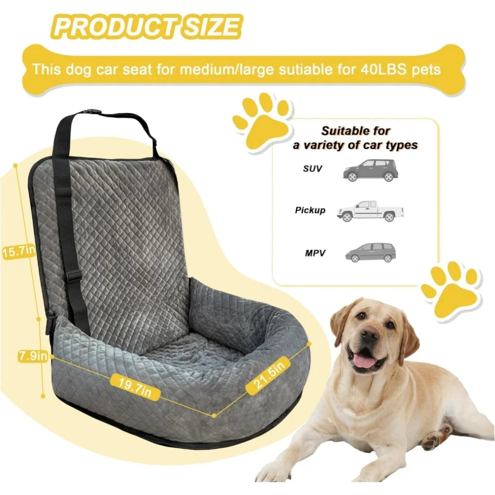 Dog Car Seat for Small Medium Dogs up to 30Lbs, Detachable and Washable Pet Booster Car Seat, Gray
