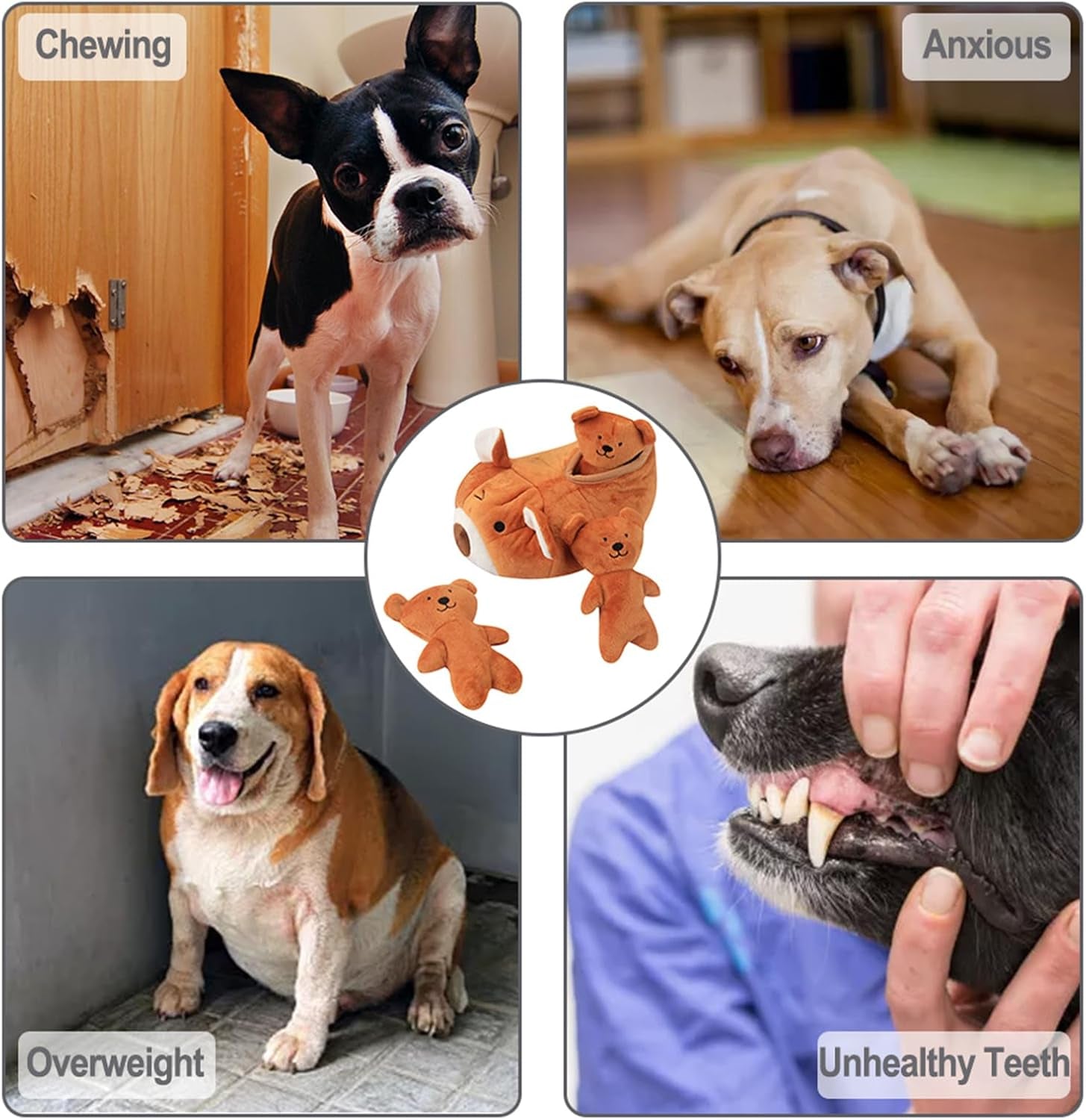 Hide and Seek Plush Dog Toy Squeaky Bear Interactive Puppy Toys, Durable Enrichment Toys for Mental Stimulation and Anxiety Relief