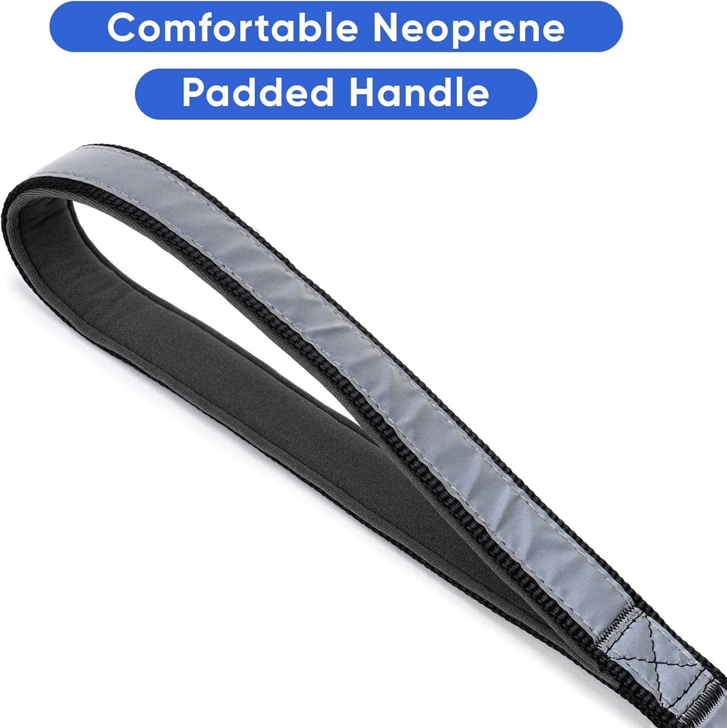 6 FT Padded Dog Leash with Comfortable Neoprene Padding Handle - Black Lead | Medium Reflective Dog Leash with Highly Reflective Band Perfect for Medium and Large Dogs and Puppies