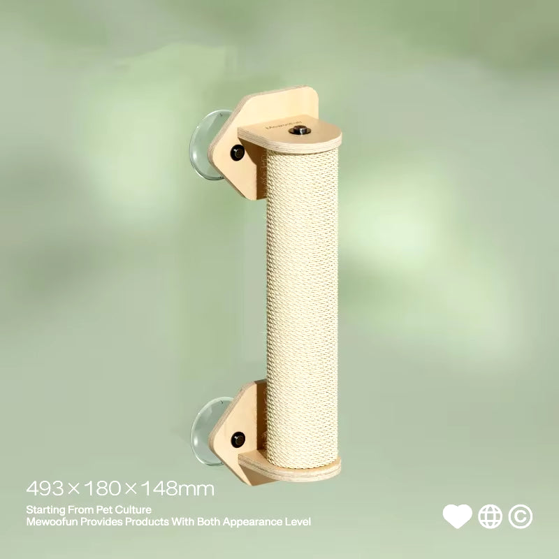 Cat Window Perch Hammock with Climbing Steps and Scratching Post Wooden Window Mounted Cat Bed for Indoor Cats