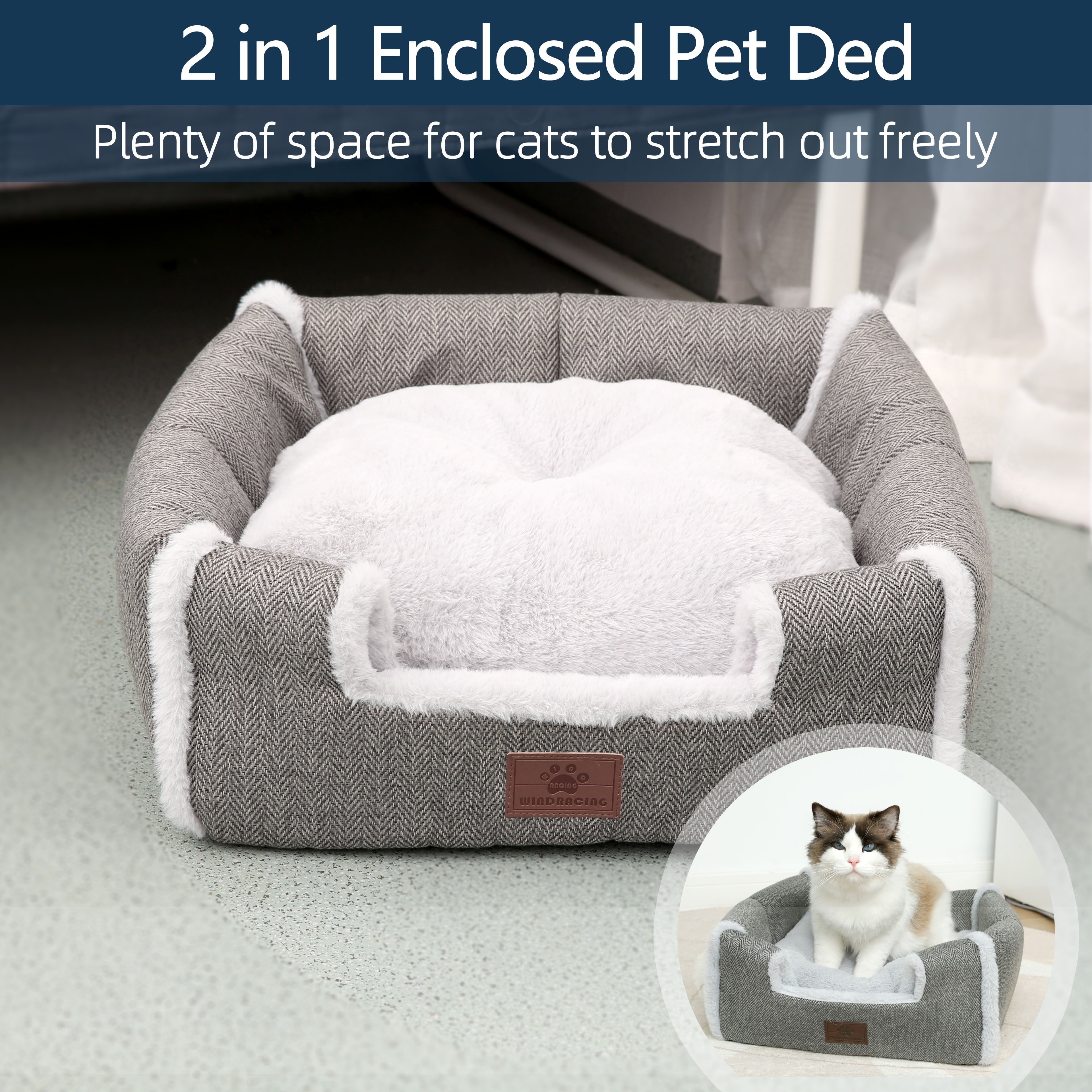Cat Bed for Indoor Cats - Cat Cave Bed Cat House Cat Tent with Removable Washable Cushioned Pillow
