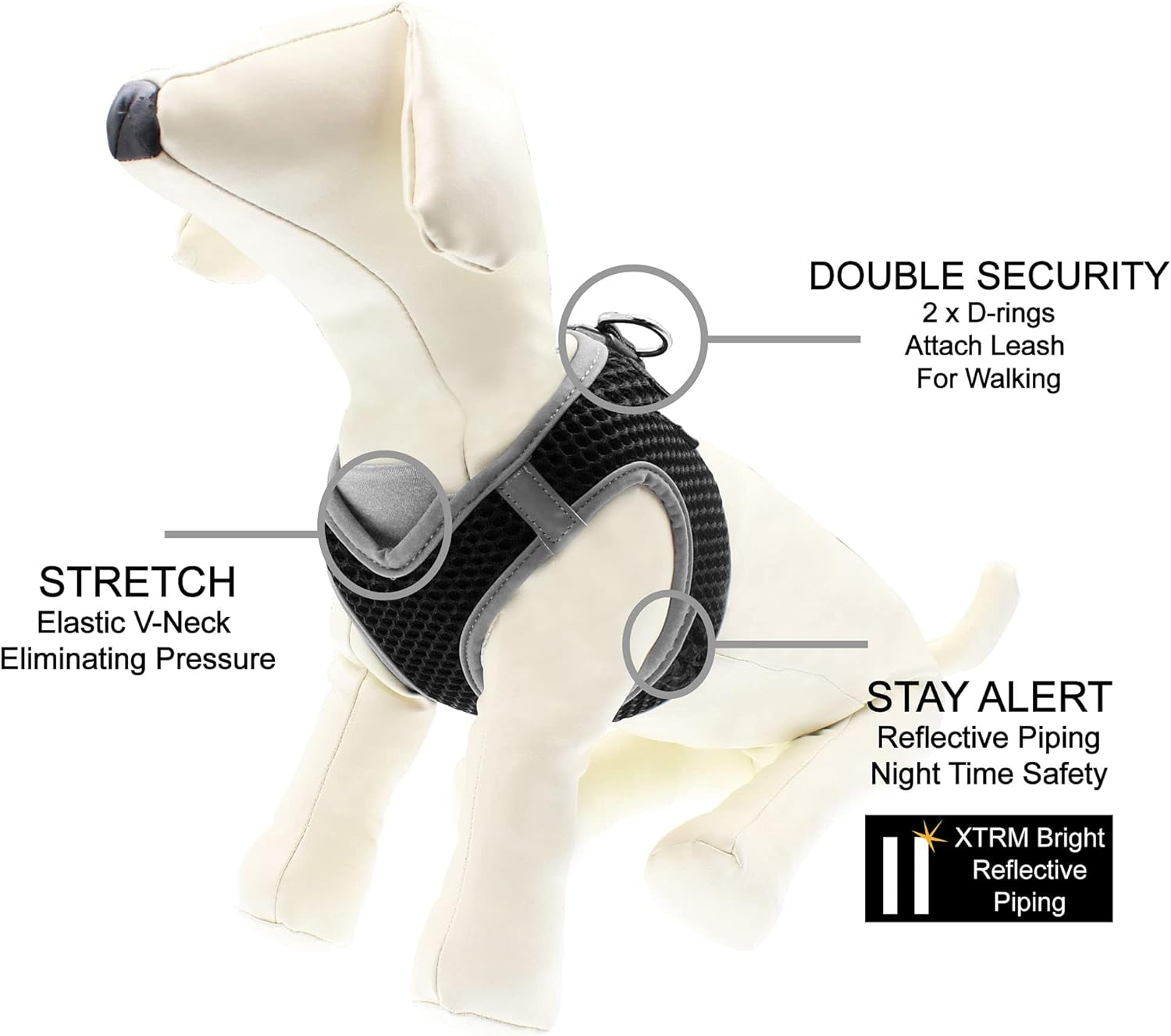 KZA308-14S Reflective V-Neck Step in Mesh Dog Harness - No Pull, Quick Fit, Comfortable, Velcro-Adjustable Pet Harnesses for Walking & Training - Small, Medium Dogs - Red, Small