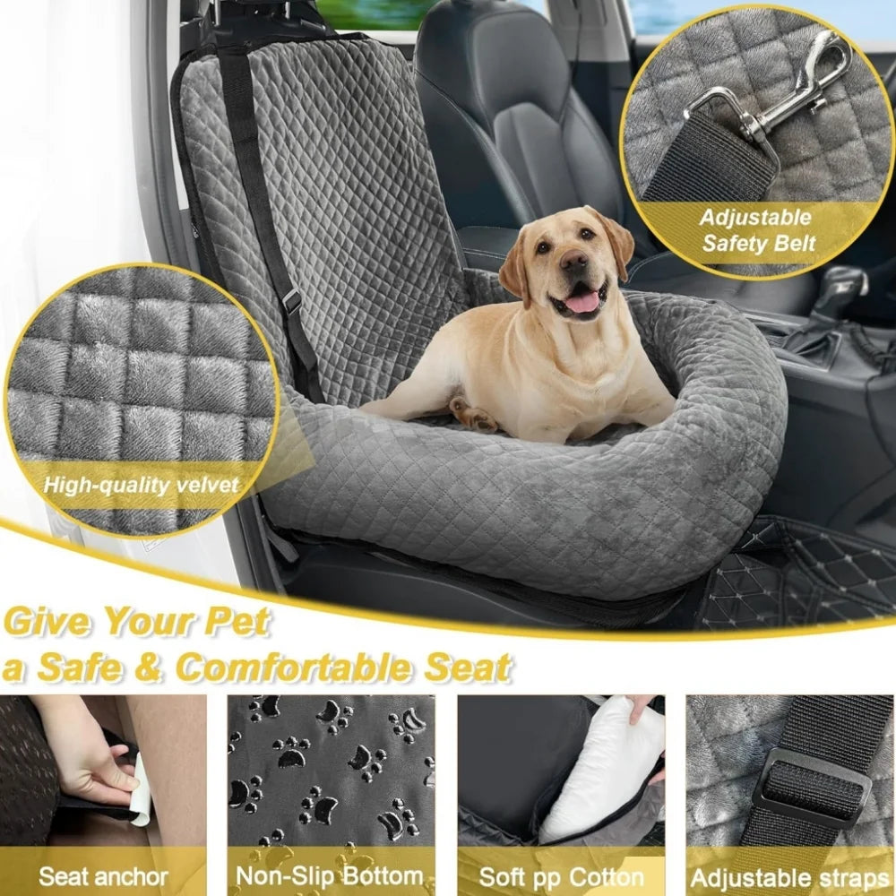 Dog Car Seat for Small Medium Dogs up to 30Lbs, Detachable and Washable Pet Booster Car Seat, Gray