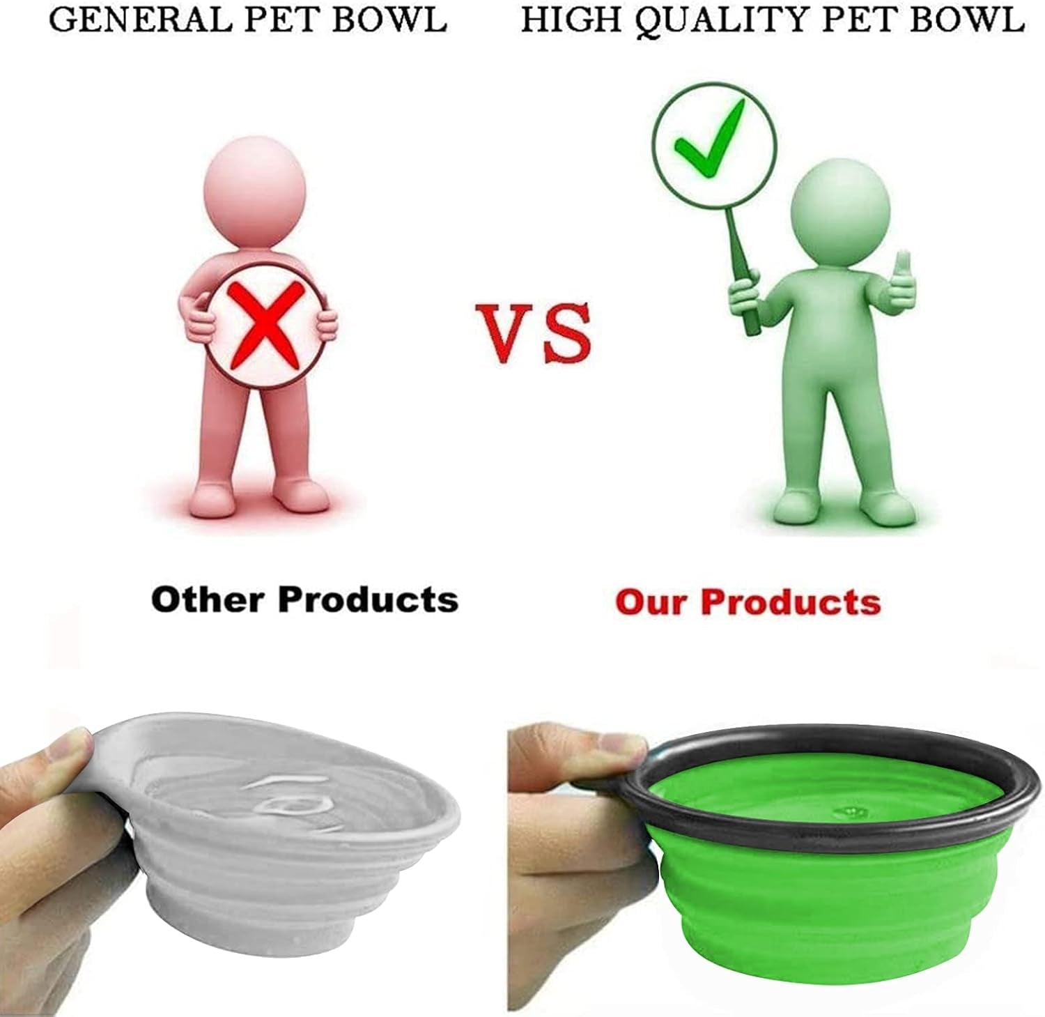 Collapsible Dog Bowls, Portable Travel Dog Bowls, Expandable for Cat Dog Water Bowls Food Feeding, 2 Pack Silicone Pet Bowls with Waste Bag Dispenser