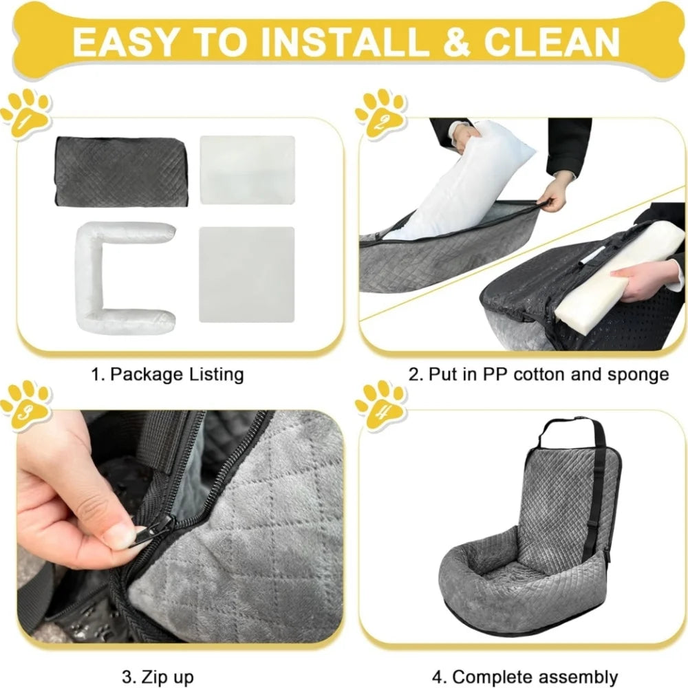 Dog Car Seat for Small Medium Dogs up to 30Lbs, Detachable and Washable Pet Booster Car Seat, Gray