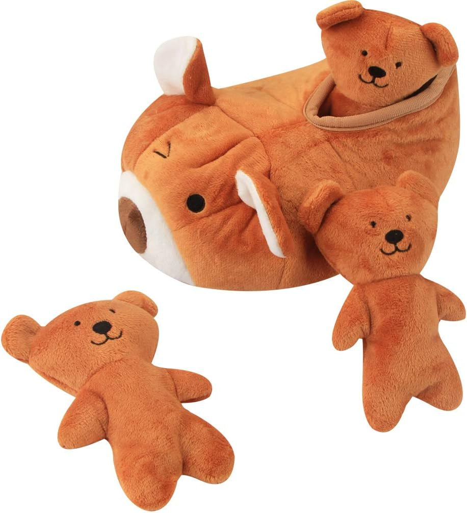 Hide and Seek Plush Dog Toy Squeaky Bear Interactive Puppy Toys, Durable Enrichment Toys for Mental Stimulation and Anxiety Relief