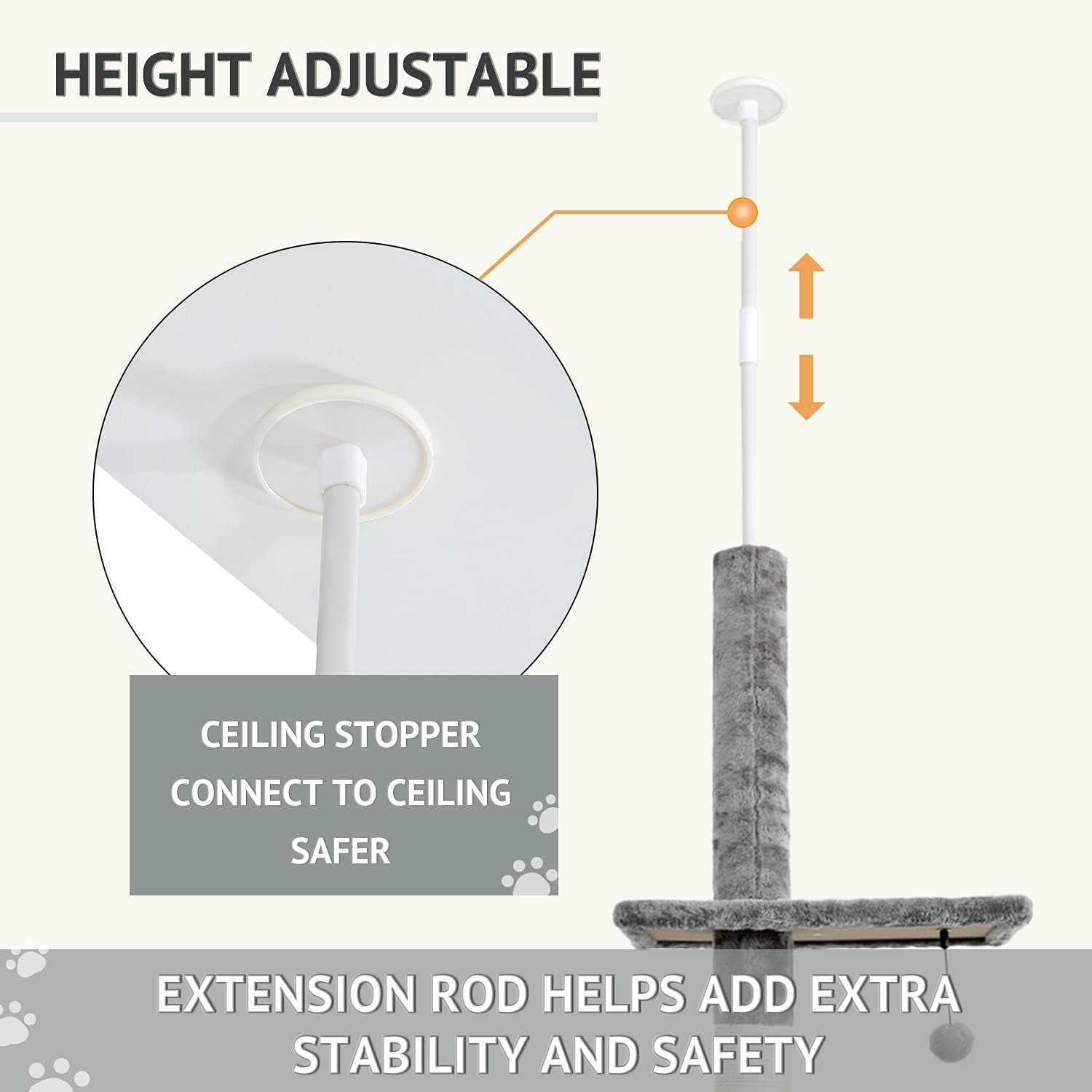 5-Tier Beige Cat Tree, 95-107 Inches, Scratching Post, Climbing Activity Structure for Indoor Cats