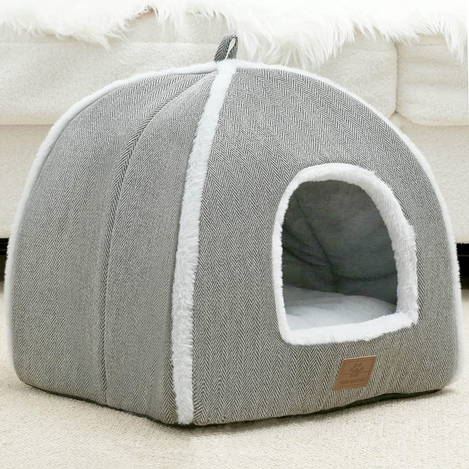 Cat Bed for Indoor Cats - Cat Cave Bed Cat House Cat Tent with Removable Washable Cushioned Pillow