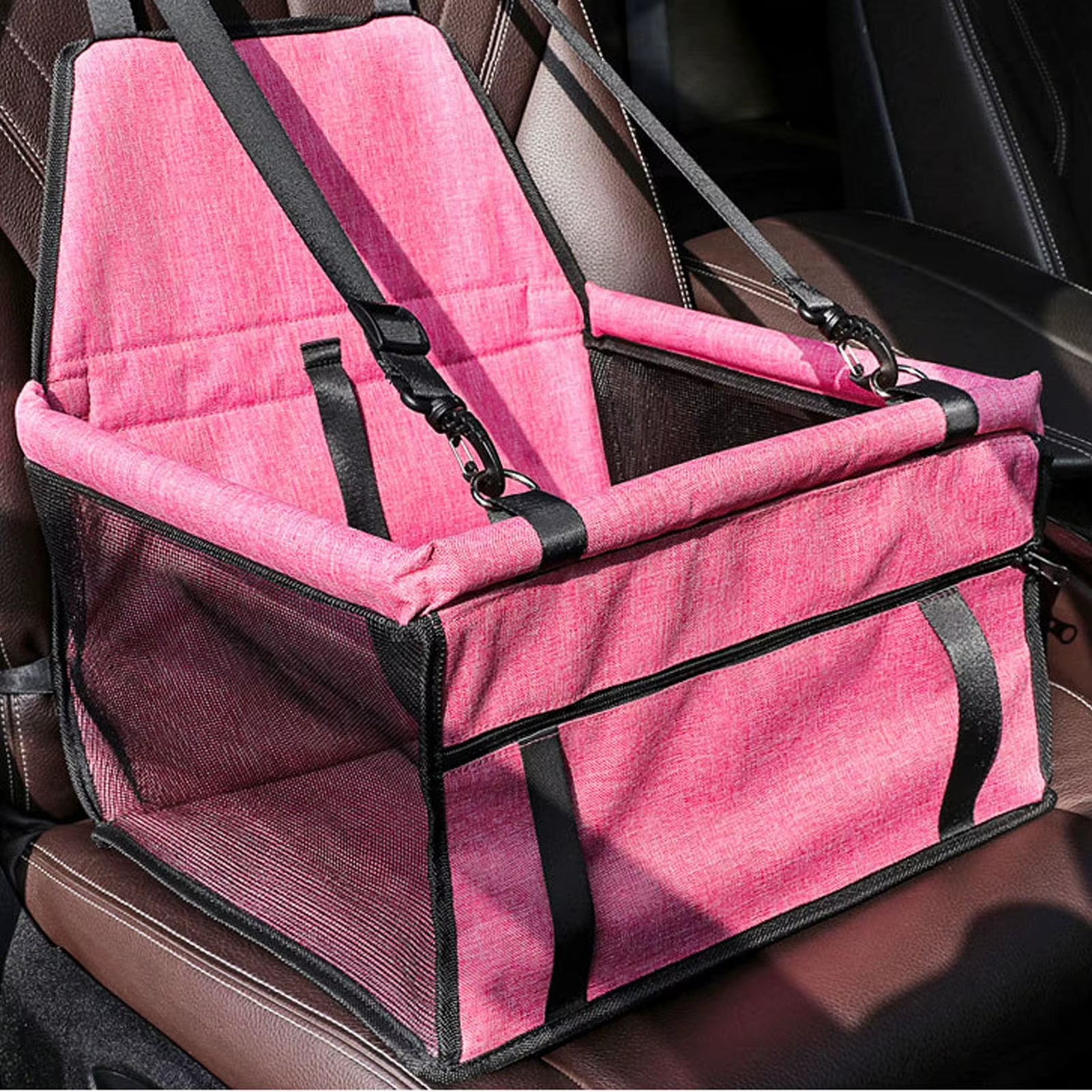 Dog Car Seat Breathable Adjustable Easy Installation Pet Car Booster Seat Basket for Dogs and Cars Elevated Pet Booster Car Seat