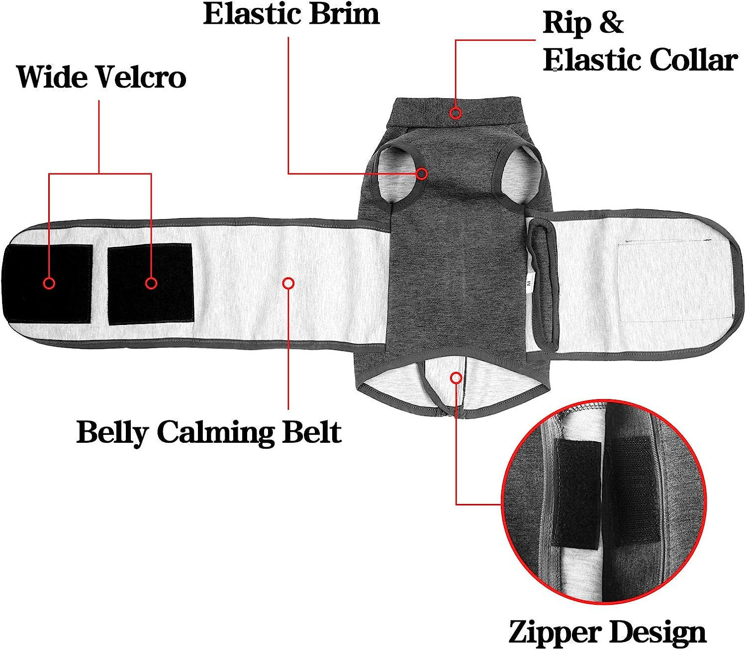 Dog Anxiety Jacket Dog Anxiety Vest Dog Calming Vest Wrap Dog Stress Relief Coat Dog Calming Solution Jacket for Fireworks,Travel and Separation(Xs,Grey)