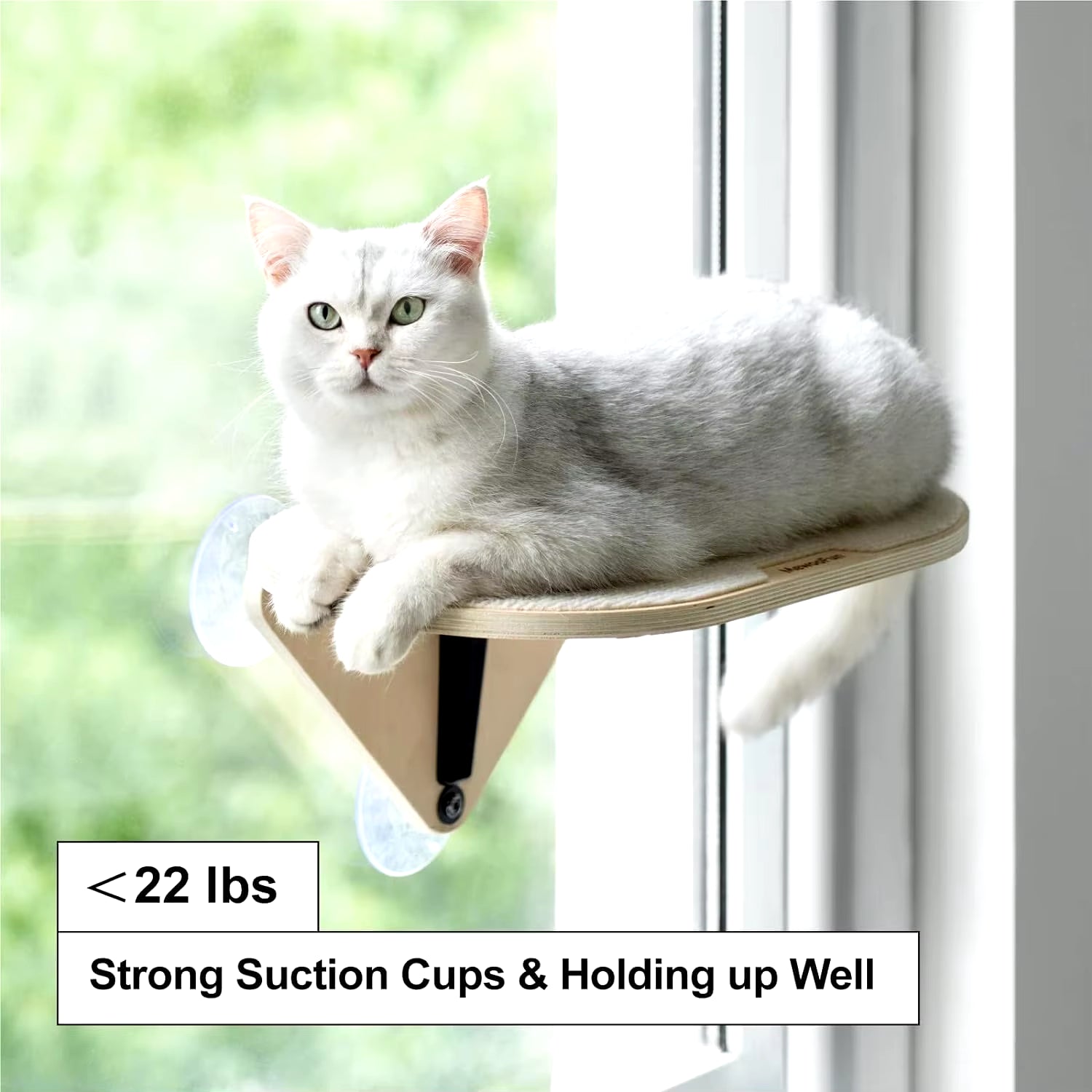 Cat Window Perch Hammock with Climbing Steps and Scratching Post Wooden Window Mounted Cat Bed for Indoor Cats