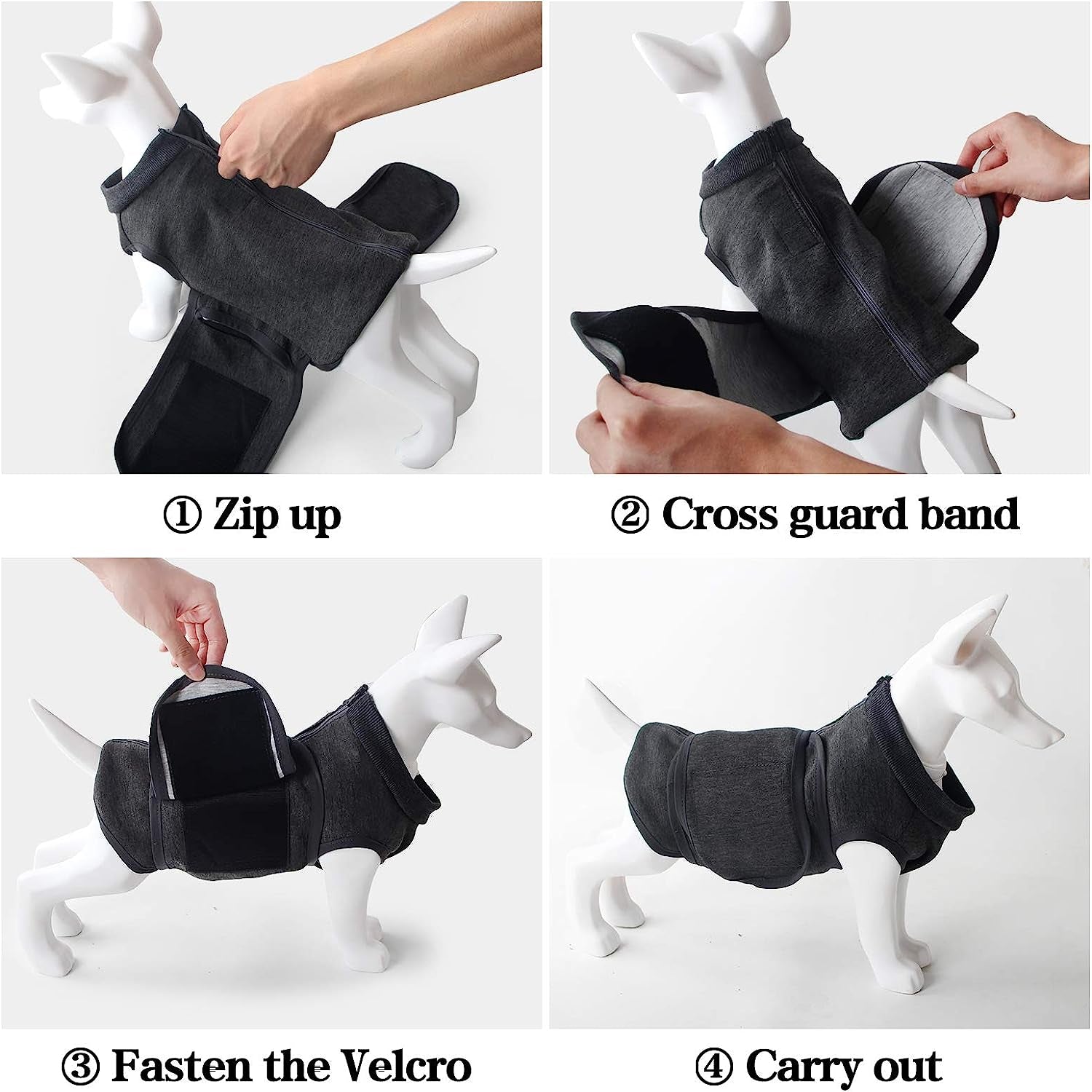 Dog Anxiety Jacket Dog Anxiety Vest Dog Calming Vest Wrap Dog Stress Relief Coat Dog Calming Solution Jacket for Fireworks,Travel and Separation(Xs,Grey)