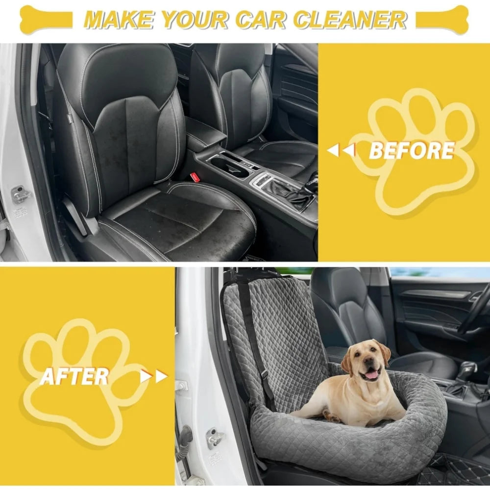 Dog Car Seat for Small Medium Dogs up to 30Lbs, Detachable and Washable Pet Booster Car Seat, Gray