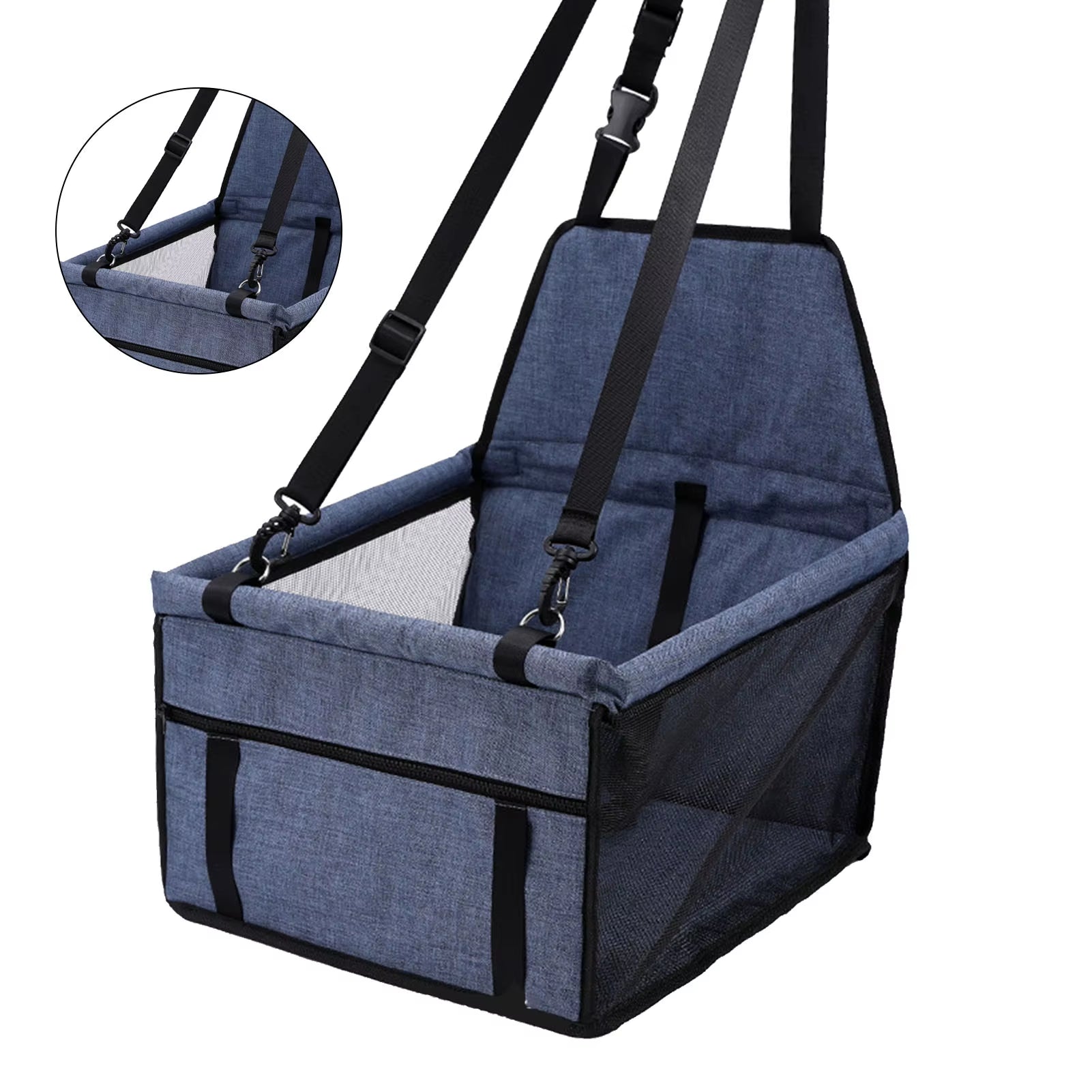 Dog Car Seat Breathable Adjustable Easy Installation Pet Car Booster Seat Basket for Dogs and Cars Elevated Pet Booster Car Seat