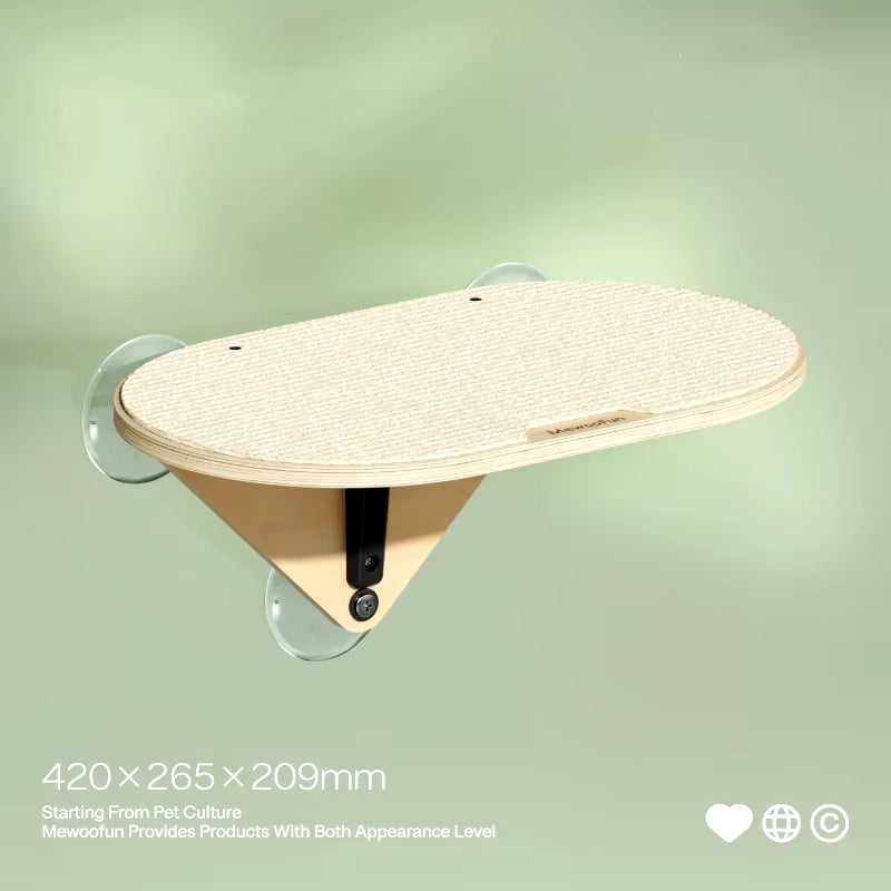 Cat Window Perch Hammock with Climbing Steps and Scratching Post Wooden Window Mounted Cat Bed for Indoor Cats