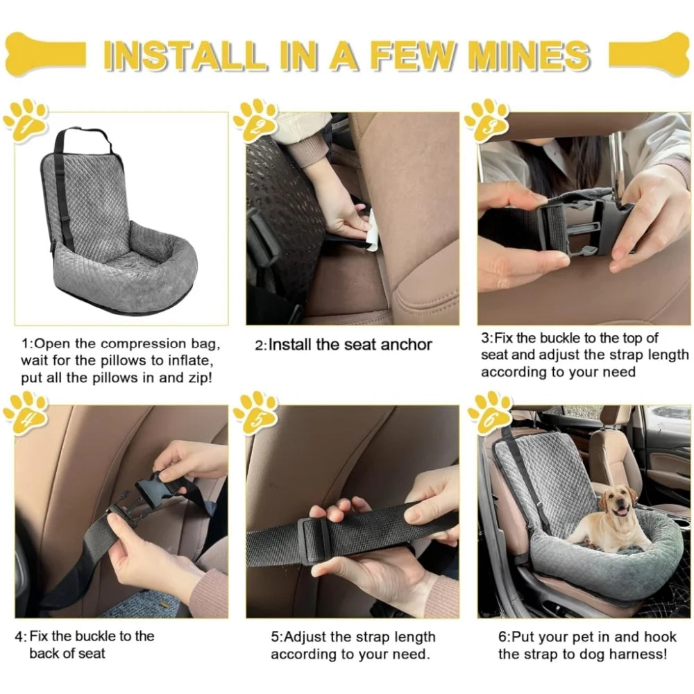 Dog Car Seat for Small Medium Dogs up to 30Lbs, Detachable and Washable Pet Booster Car Seat, Gray