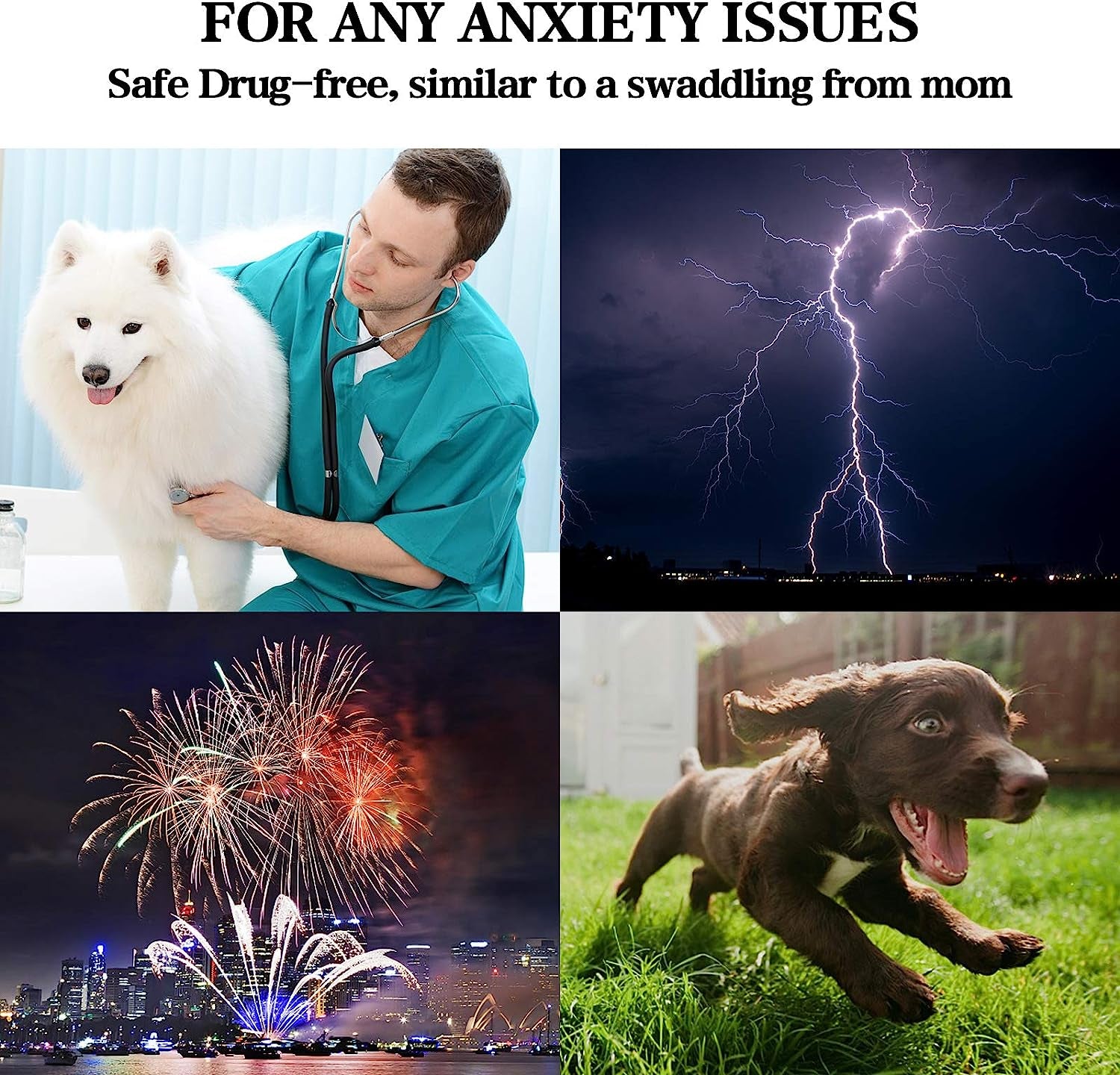 Dog Anxiety Jacket Dog Anxiety Vest Dog Calming Vest Wrap Dog Stress Relief Coat Dog Calming Solution Jacket for Fireworks,Travel and Separation(Xs,Grey)