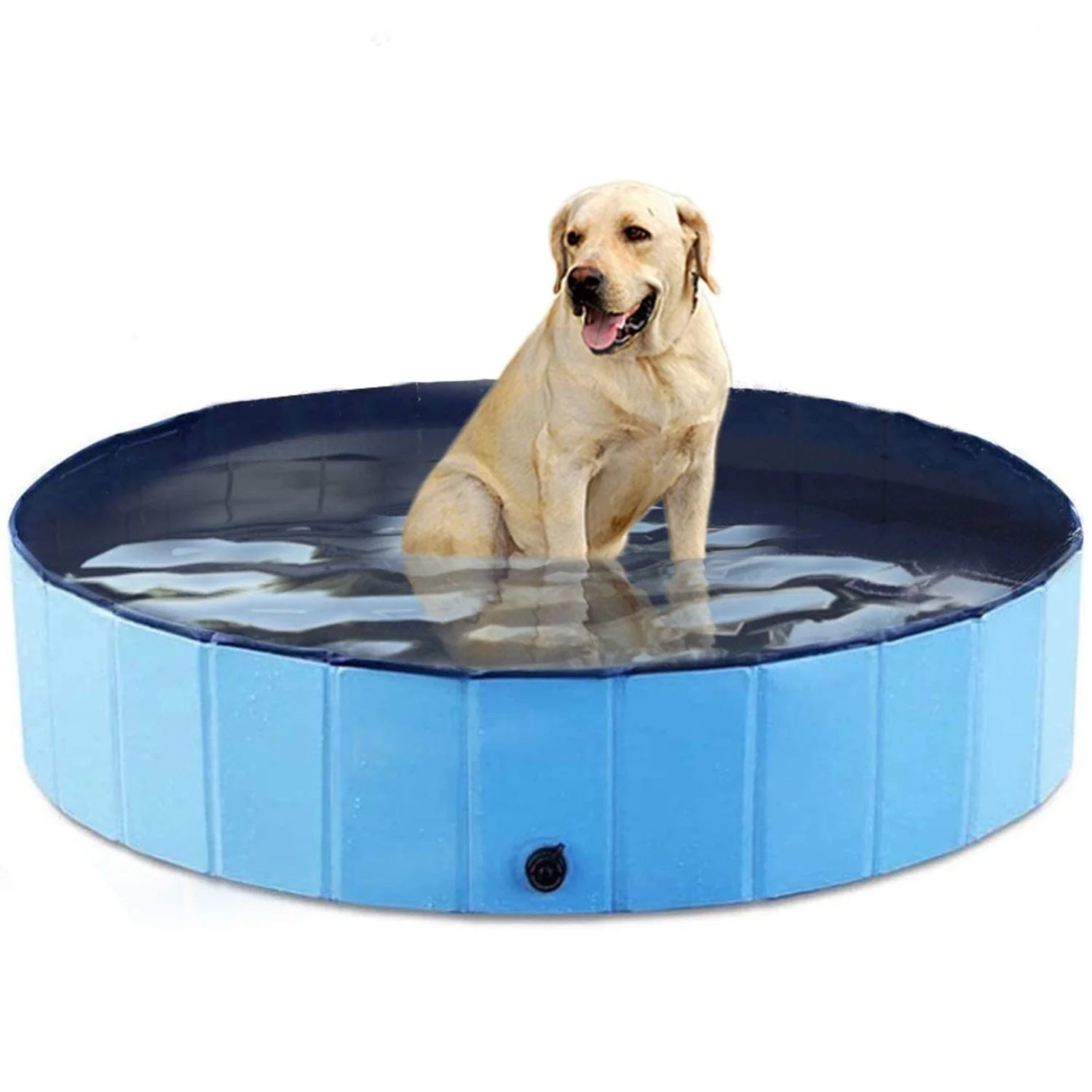Pet Dog Pool Bath Swimming Tub Kiddie Pool, 48 X 12 Inch Collapsible Foldable Portable for Dogs Cats and Kids Blue