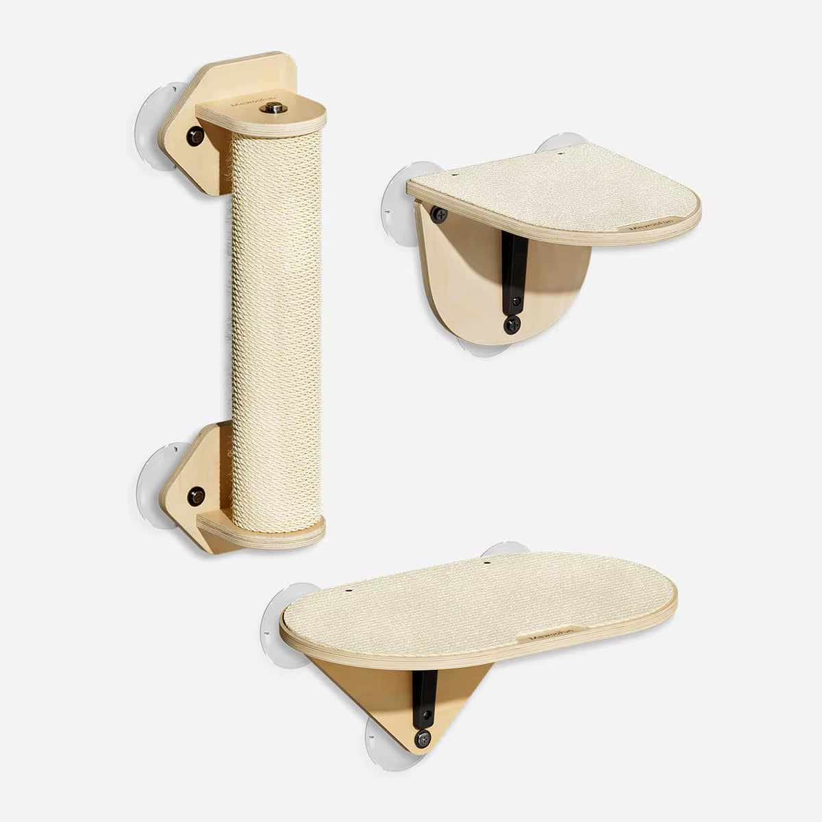 Cat Window Perch Hammock with Climbing Steps and Scratching Post Wooden Window Mounted Cat Bed for Indoor Cats