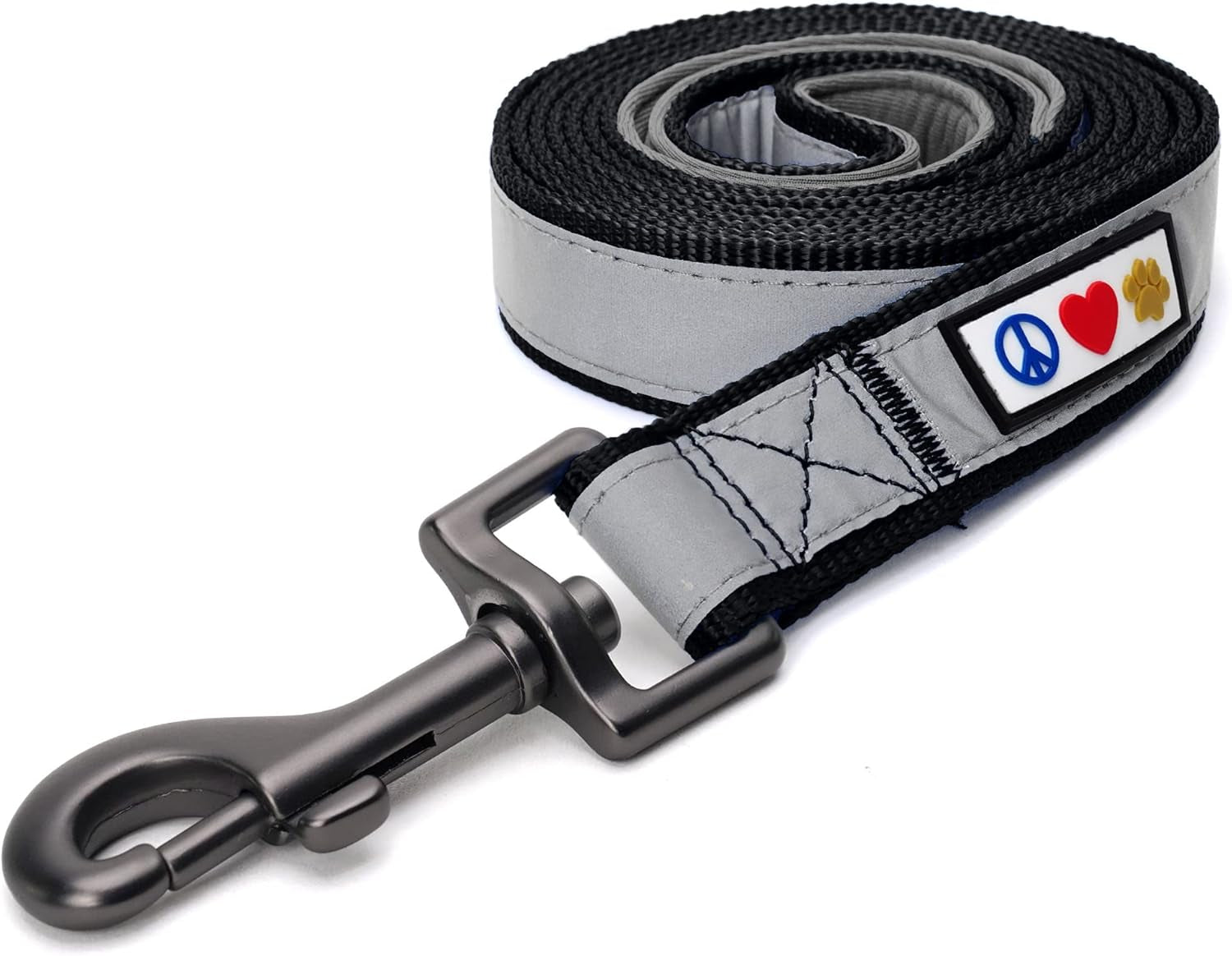 6 FT Padded Dog Leash with Comfortable Neoprene Padding Handle - Black Lead | Medium Reflective Dog Leash with Highly Reflective Band Perfect for Medium and Large Dogs and Puppies